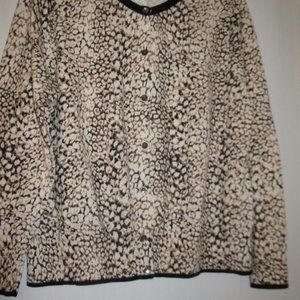 Lands' End Leopard Cardigan Size P/XL NWOT
